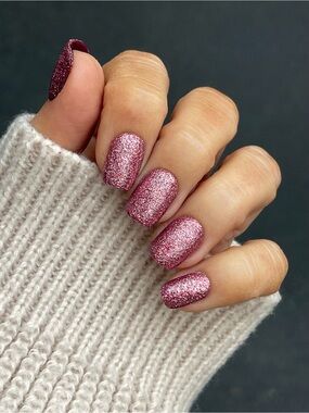 Red Aspen Acrylic 💖Jaye’s💖 Sparking Pink Glitter Press-On Nails